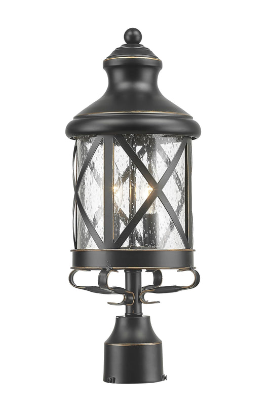 Farmhouse Lamp Post Lights, Outdoor Post Light Fixture, 19.25 Inch Height Vintage Exterior Pillar Lantern, Pole Lantern Lighting for for Gardens, Yards, Balconies, passages or entrances (Black)