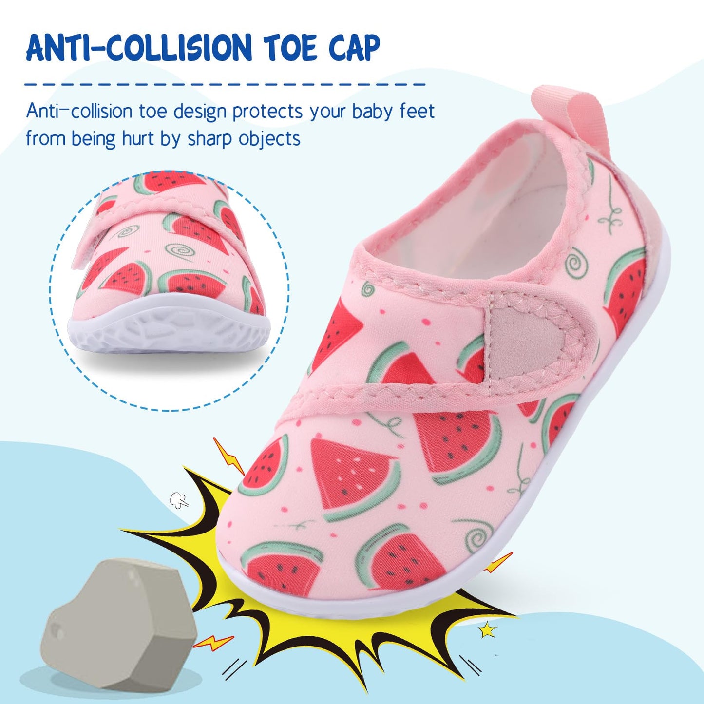 LeIsfIt Toddler Water Shoes Boys Girls Barefoot Aqua Socks Kids Breathable Quick-Dry Swim Shoes for Beach Pool Surf, Watermelon, 6 Toddler