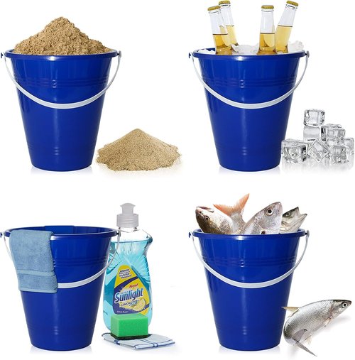 Holady Large Sand Beach Buckets - Fun Water Buckets for Summer Parties | 4-Pack Set