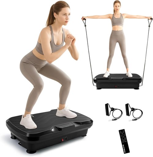 BARWING Vibration Plate - Whole Body Exercise Machine for Lymphatic Drainage | 300 LBS Capacity with Resistance Bands