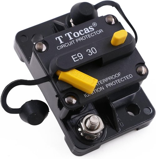 E9 30A Amp Boat Circuit Breaker - Manual Reset for Automotive, RV, Truck & Marine | Waterproof, UL-Rated 12V-72V DC