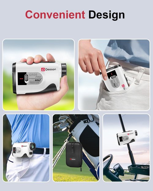 Golf Rangefinder with Slope, 7X Magnification 1300 Yards Range Finder with Flag Lock Vibration, Magnetic Cart Mount, USB-C Rechargeable, IP54 Water-Resistant for Golf Training & Tournament - White