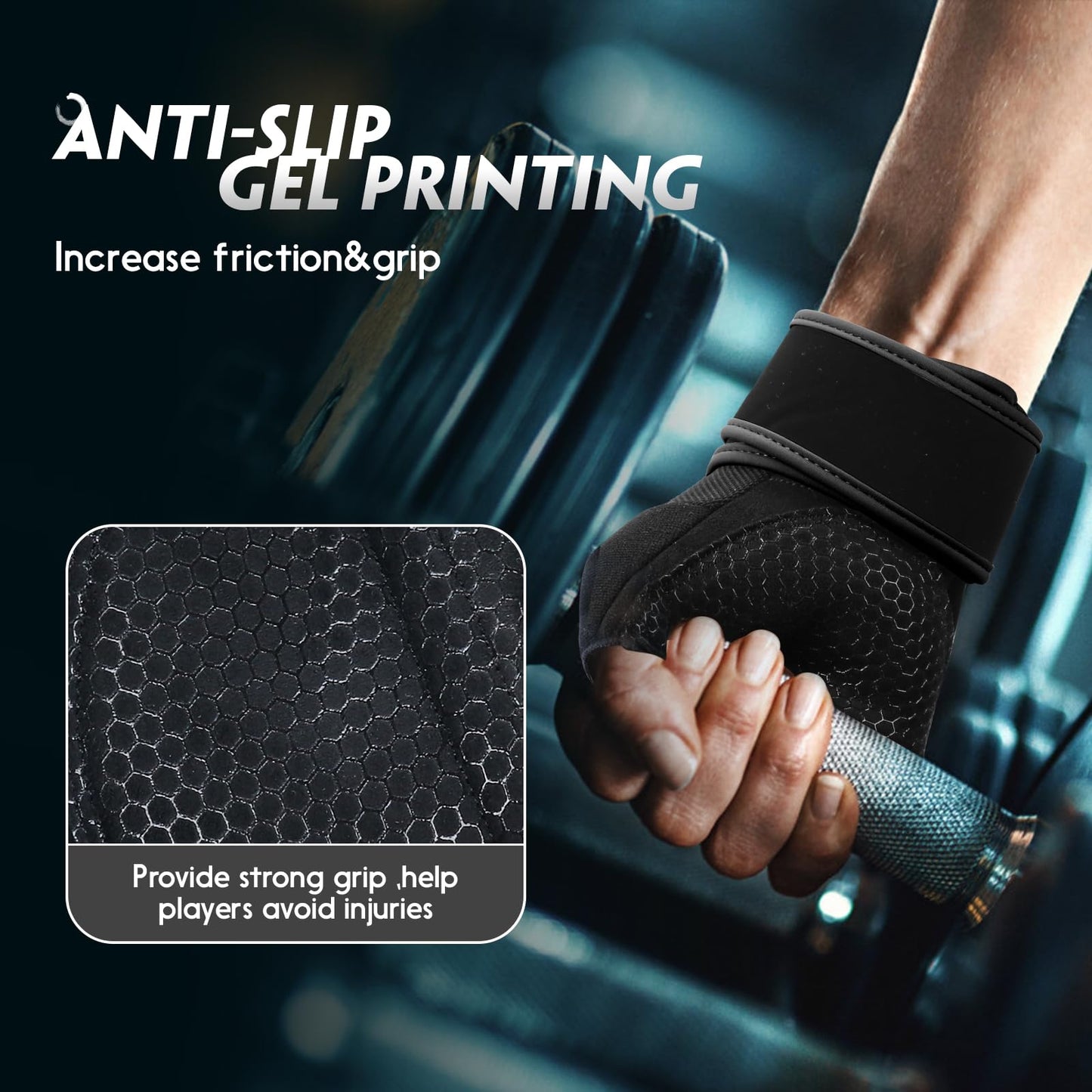 HTZPLOO Workout Gloves Gym Gloves Weight Lifting Gloves for Men Women with Full Palm Pad,Strong Wrist Wraps Support,Enhanced Grip,for Fitness,Training,Weightlifting,Exercise
