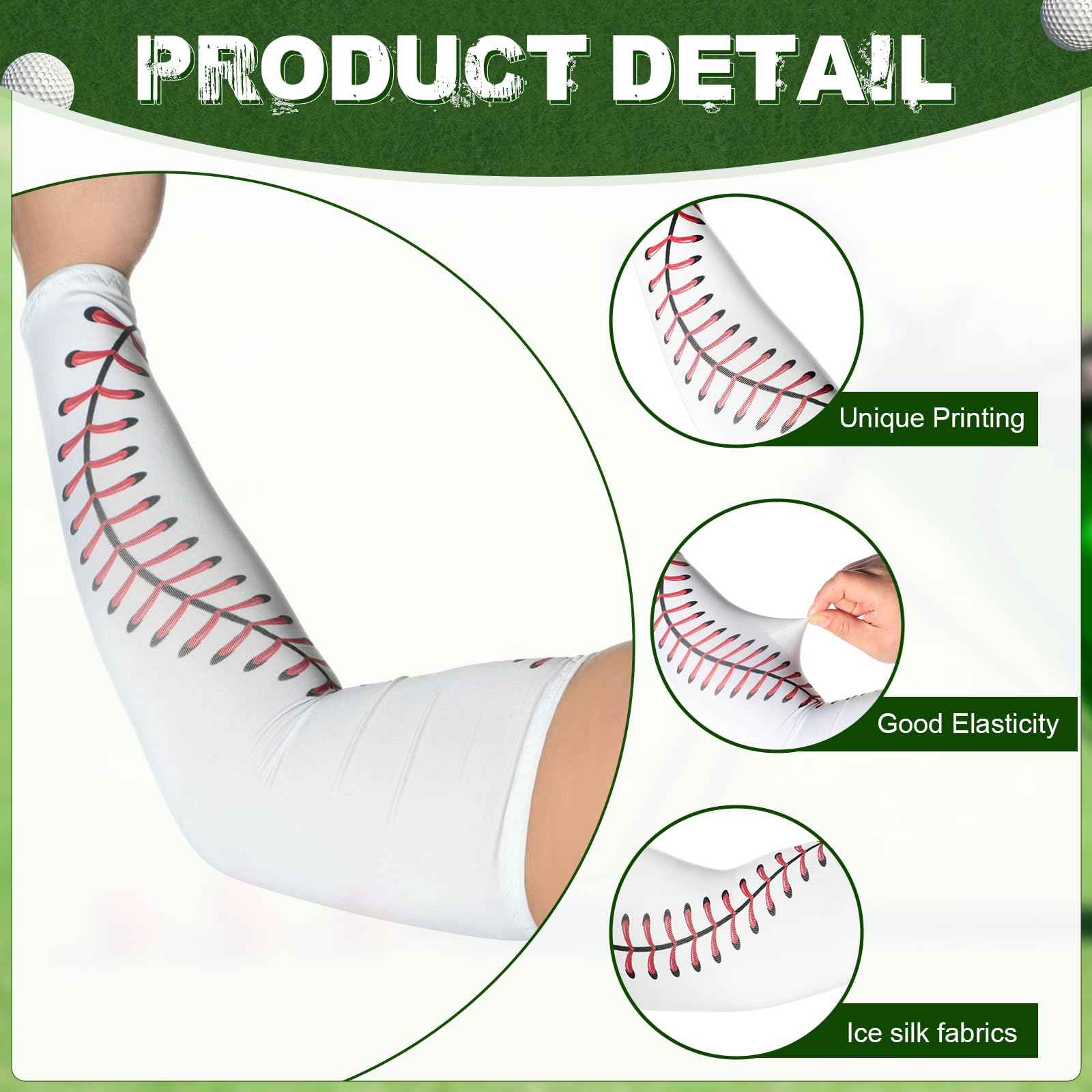Cozypower 12 Pairs Baseball Sleeves for Youth Boys Sports Arm Softball Compression Kids Arm Sleeves for Sun Protection(YM,White)