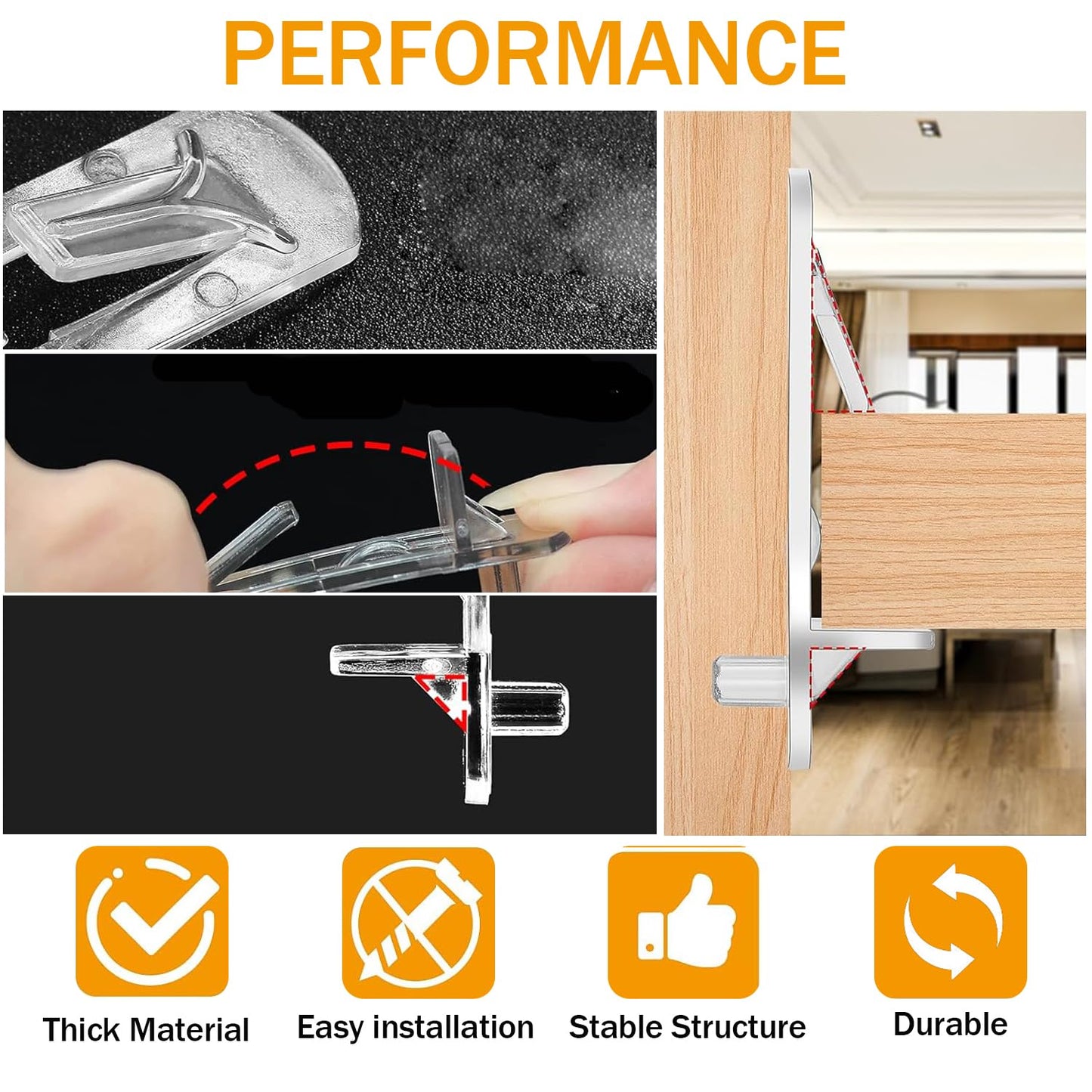 30pcs Plastic Locking Shelf Pins, Self Locking Shelf Support Pegs, Clear Self-Locking Shelf Support Pegs, Self-Locking Bracket Clips for Kitchen Cabinet Furniture Book Shelves