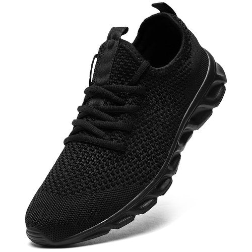 YOSFDC Men's Running Shoes Walking Slip On Comfortable Tennis Breathable Non Slip Athletic Gym Workout Cross Training Fashion Sneakers,Black,11