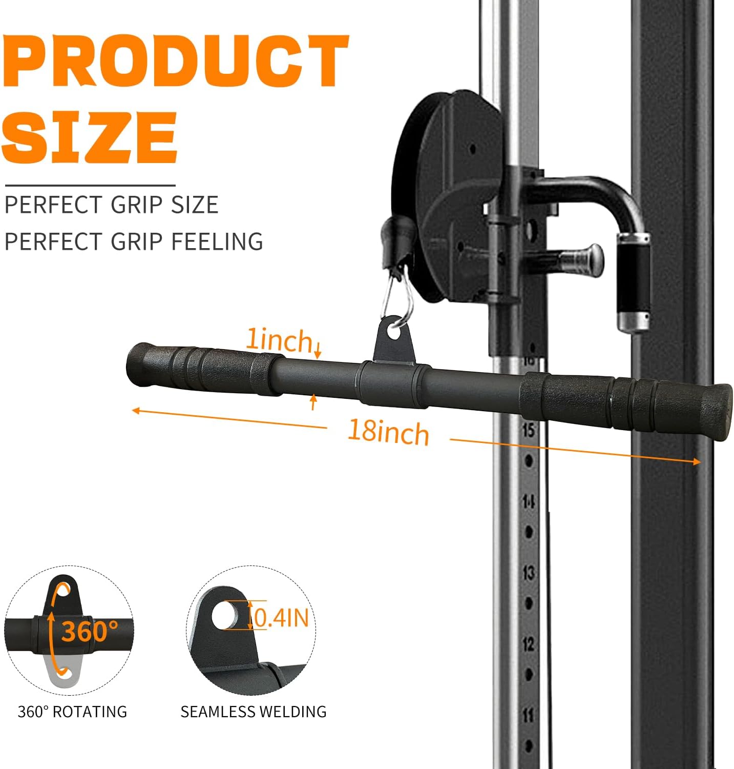 Skiennix Lat Pulldown Bar - 360° Rotating Cable Attachment for Strength Training | Versatile Gym Accessory