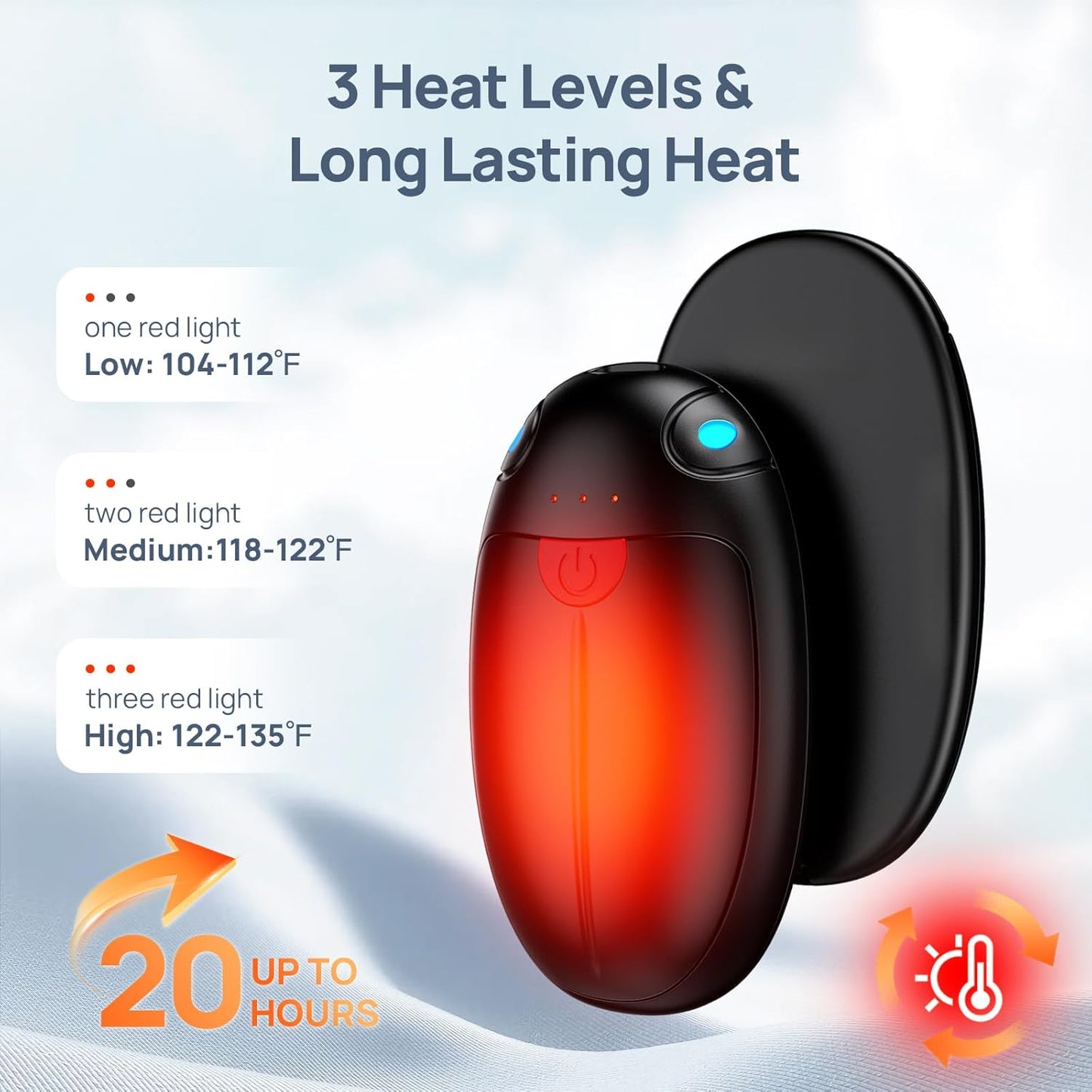 Skiennix Rechargeable Hand Warmers - 20-Hour Portable Electric Heater | 2-Pack for Outdoor Activities