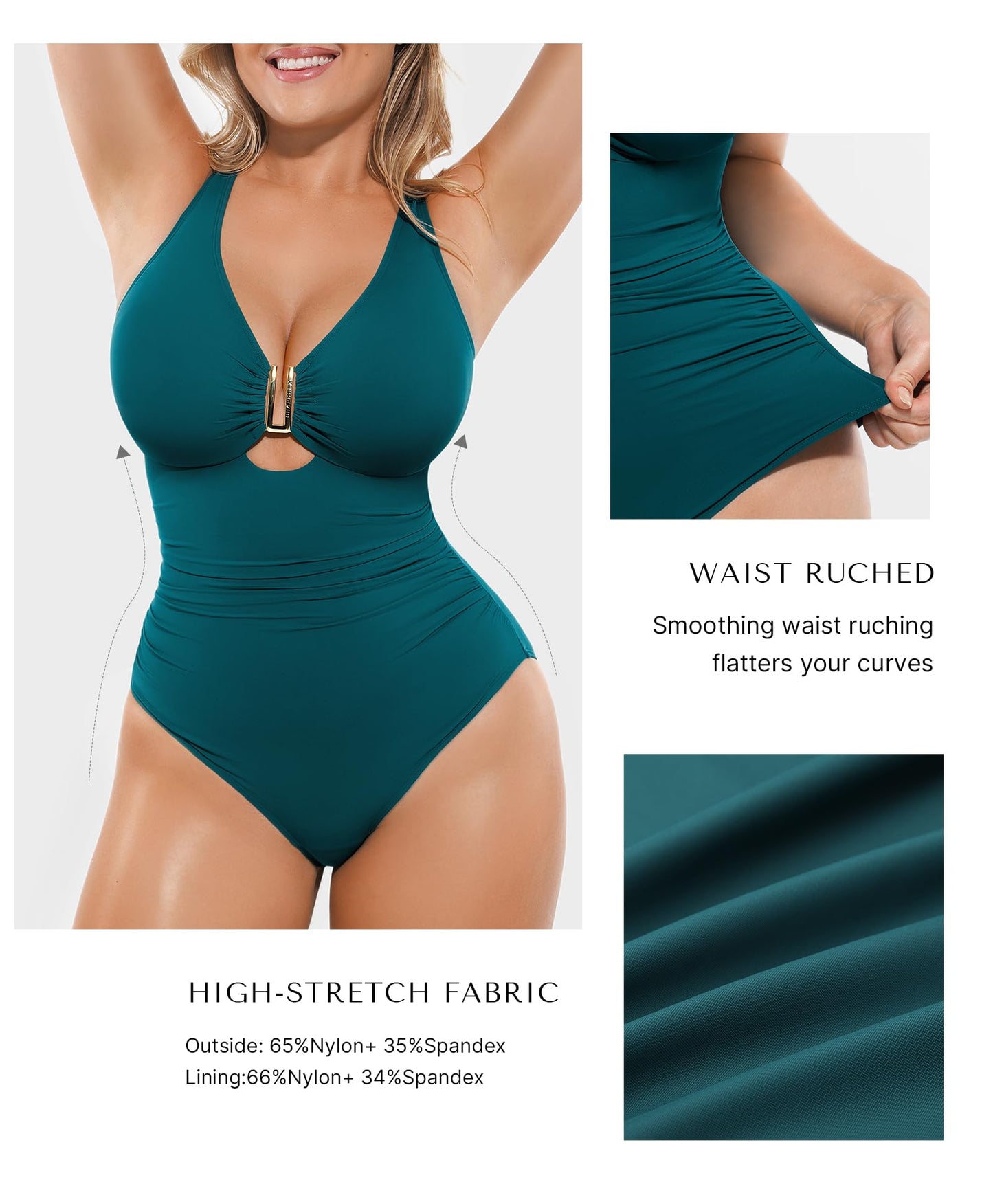 SHAPELLX Tummy Control Swimsuits Women Bathing Suit Green Swimwear One Piece Swimsuit Slimming Swimwear Green M