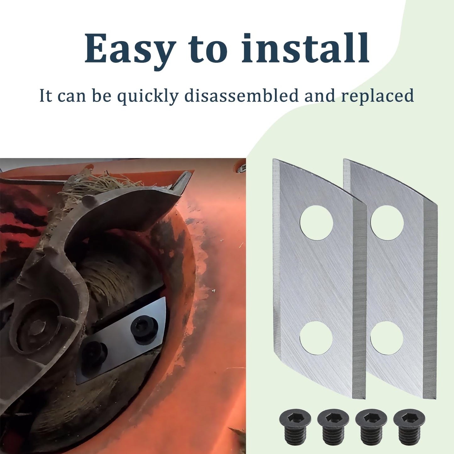 Greatshow 1 Pair Wood Chipper Blades Shredder Knives Replacement for Sun Joe CJ601E CJ602E Earthwise GS70015