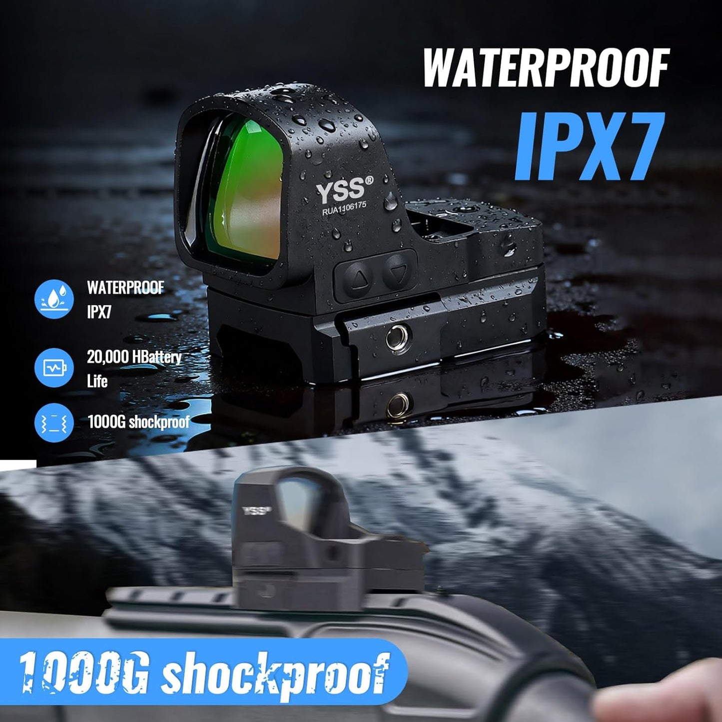 YSS Red Dot Sight - Shake Awake Optic for Pistols, Rifles & Shotguns | 3MOA, 8 Brightness Settings