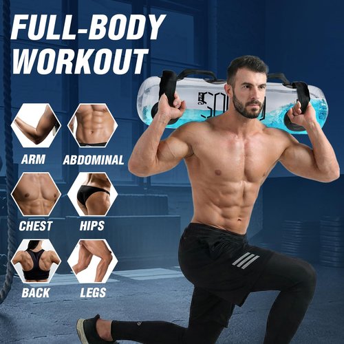 JIRTEMOT Water Weights Aqua Bag, 33 LBS Adjustable Sandbag for Strength Training & Fitness, with Foot Pump for Home Gym, Boxing, Core and Balance Workout Equipment
