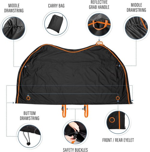 600D Oxford Cloth Bike Cover - Waterproof Outdoor Bicycle Protection | UV Resistant for Mountain/Road/Electric Bikes, 75L x 39W x 26H Inch (Black)
