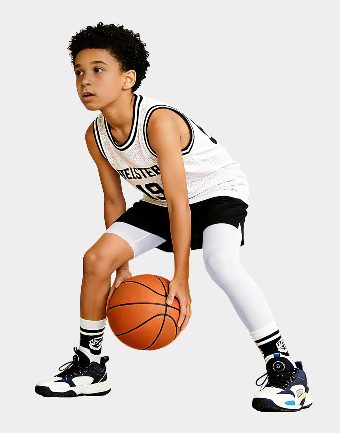 MIVEI Youth Boys Compression Leg Sleeve - 3/4 Basketball Tights for Active Kids | Stylish & Comfortable