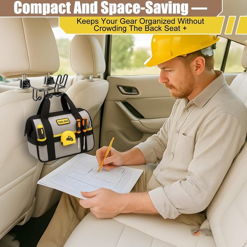 Enhon Hard Hat Holder - Versatile Organizer with 3 Hooks for Safety Gear | Black, 1 Piece