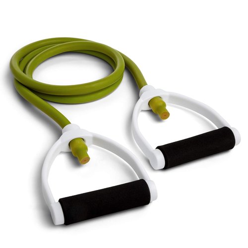 Champion Sports Resistance Tube Bands for Men and Women, Durable Stretch Fitness Band for Strength Training, Stretching, Rehabilitation- Premium Home Workout Equipment - 80 Lbs Resistance Tubing-Green
