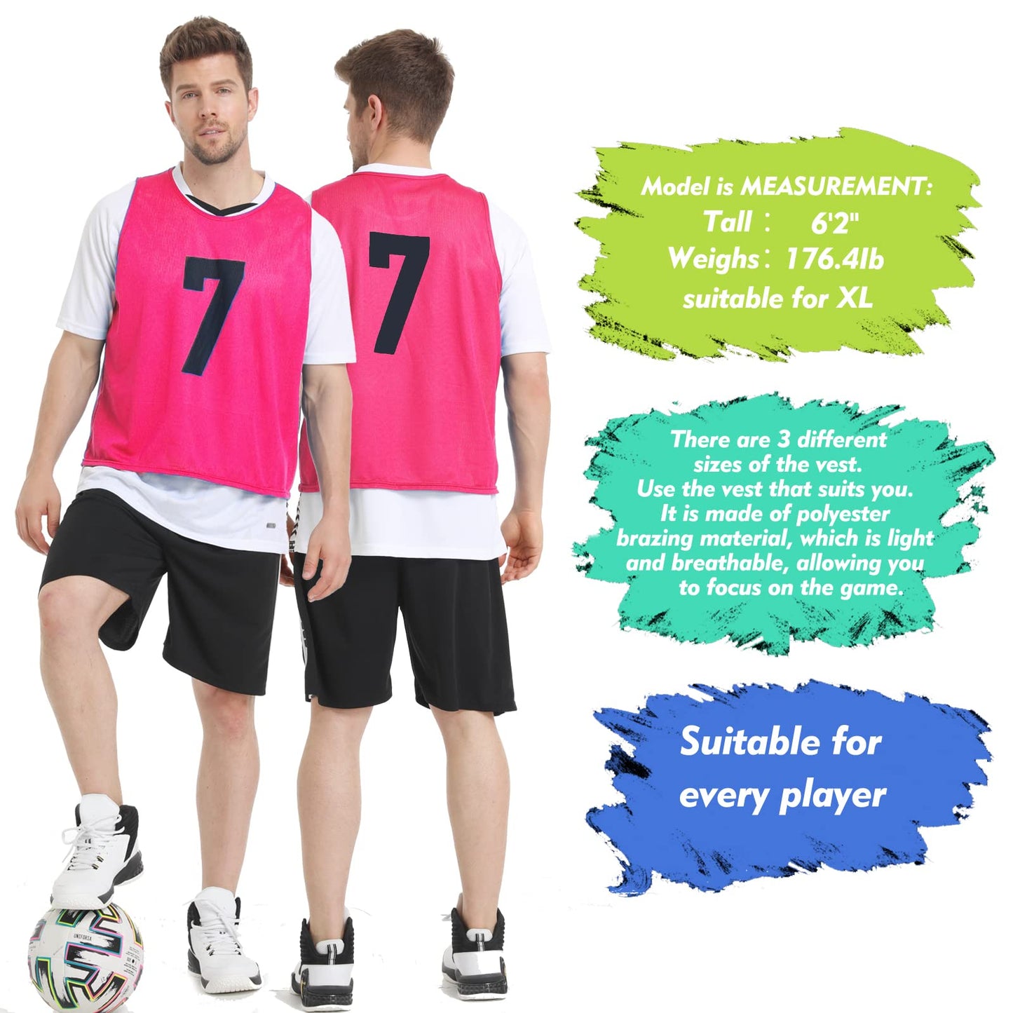 PULUOMASI 12 Pcs Team Pinnies Adult Kids,Soccer Pennies for Sports Youth