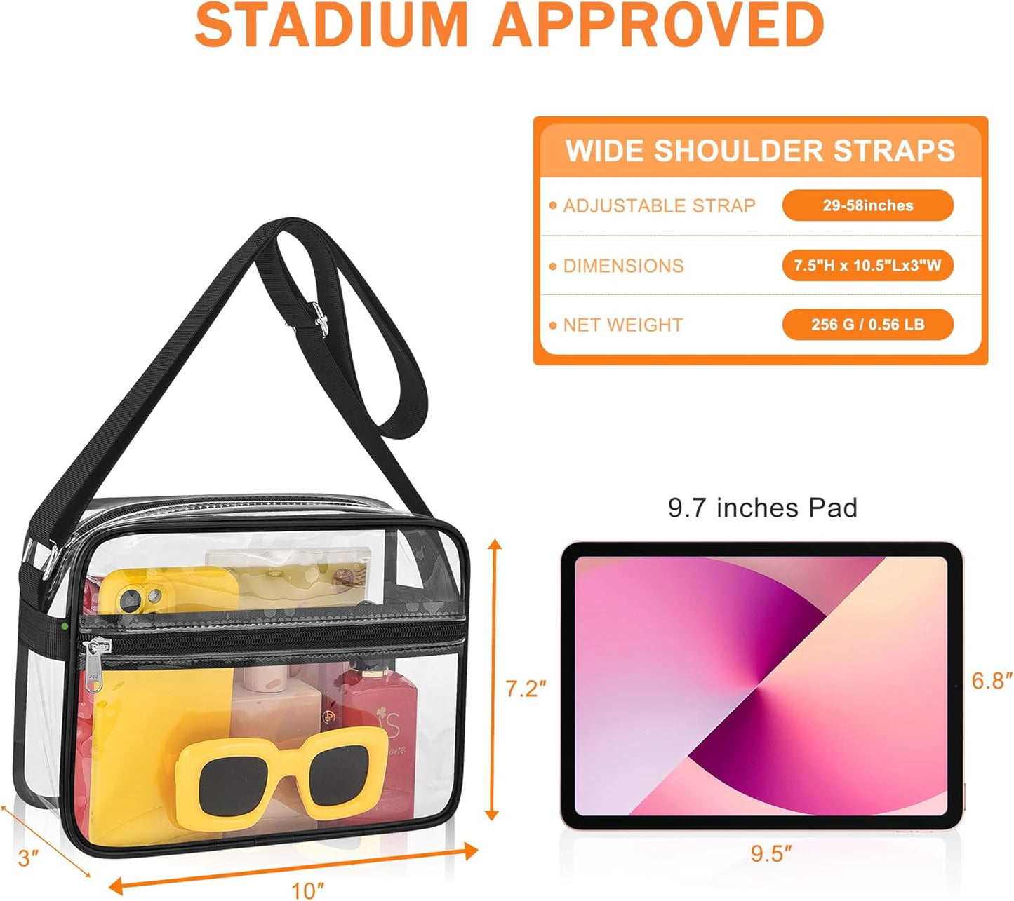 MAY TREE Clear Stadium Bag - Stylish Messenger for Concerts & Sports Events | Durable & Versatile
