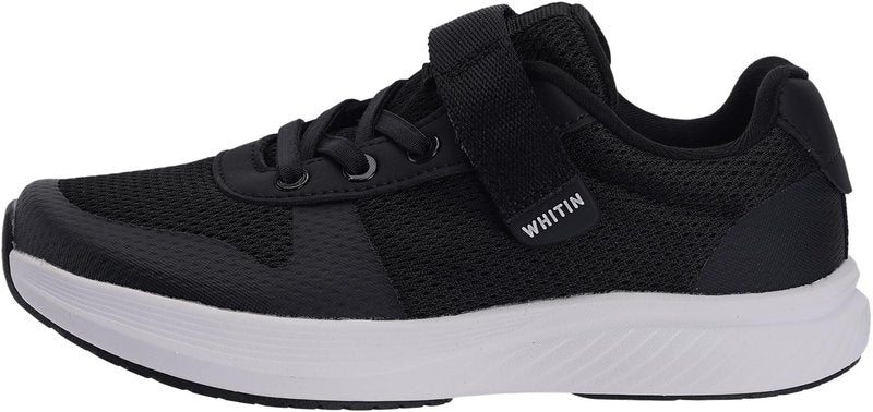 WHITIN Kids Wide Toe Box Running Shoes for Boys Girls Tennis Athletic Zero Drop Sneakers Size 3 Width Gym Sports Barefoot Breathable Youth Walking Black White 36