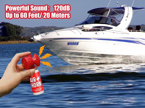 Air Horns - 1.4oz Safety Boat Horn with 120 dB Sound | Red Bear Scare Horn (2 Pack)