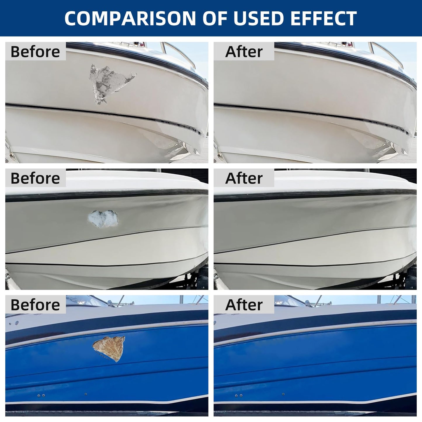 FENFANDAS Fiberglass Boat Repair Kit (Color Match), Gel Coat Repair Kit for Boats, Marine Fiberglass Repair Kit for Boats, Epoxy Filler for Boats, Fiberglass Repair Kit Fix Holes Chips Pits Cracks