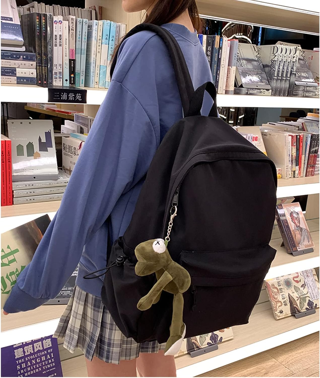 PAUBACK Black Waterproof School Backpack - Lightweight Cute Bag for Girls, Teens & Women