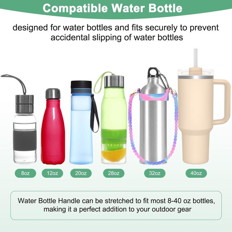 M METERXITY 2-PackWater Bottle Handle, 15.7 Inch Silicone Portable Water Bottle Sling Carrier, Holder with Straps for Stanley Cup/Most 8-40oz Cups Accessories [Pink Blue/Yellow Pink]