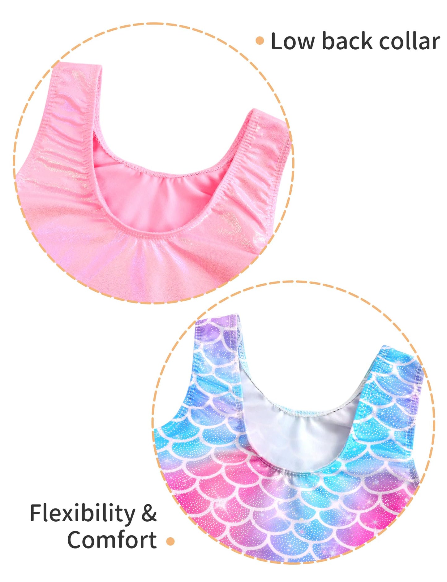 Nokecina Girls Leotards for Gymnastics 2 Packs Size 7-8 Years Old Pink Purple Unitard Sparkly Gym Outfits