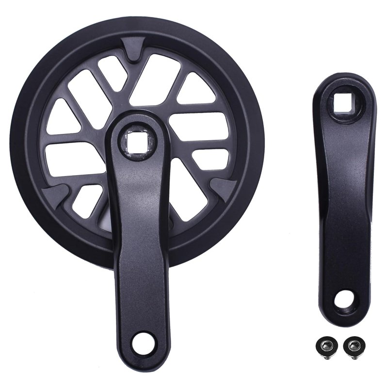 PROWHEEL Junior & Kids Crankset,76MM/89MM/102MM/114MM/127MM/140MM/152MM/160MM/165MM 25T/28T/30T/32T/36T Square Hole Bike Crank Arm Set,Double ChainWheel and Replacement Chain Guard