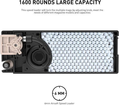 Ludex 6mm Airsoft Speed Loader - 1600 Round Capacity for M4/M16/AK/MP5/G3 Series AEG Rifles