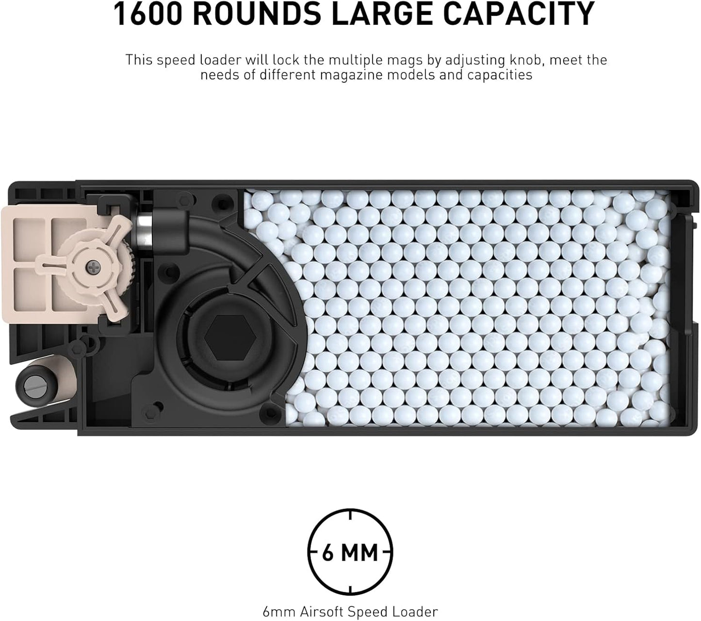 Universal Airsoft Speed Loader - 1600-Round Capacity for AEG/SMG | Compatible with M4/M16/AK/MP5