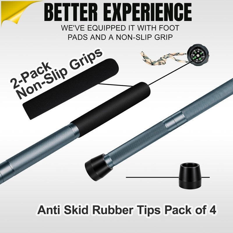 Tactical Survival Walking Stick, 16-in-1 Hiking Staff Heavy-Duty Collapsible Multitool for Camping, Reliable Tactical Kit for Outdoor Adventures, 7Tubes + Tactical Shovel