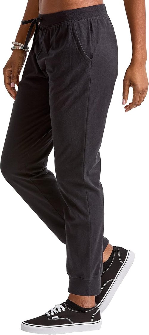 Hanes Women's Cotton Joggers - 100% Jersey Sweatpants with 29" Inseam for Ultimate Comfort