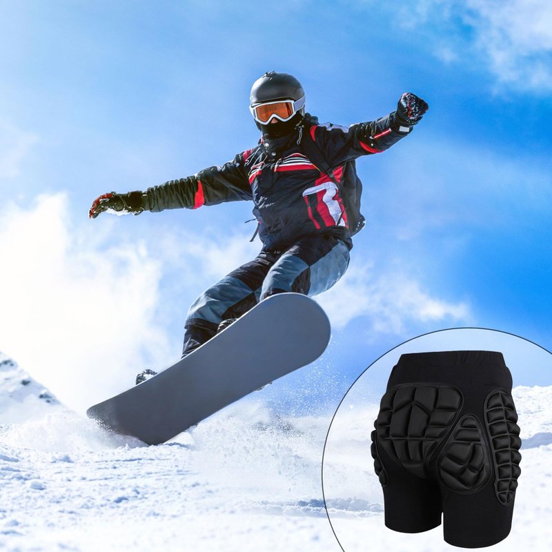 Protective Padded Shorts for Ice Skating, Snowboarding and Skiing, 3D Hip Protection Pads Crash Butt Pads for Tailbone & Butt (L)