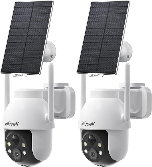 2K Solar WiFi Security Camera - Wireless Outdoor Surveillance with 360° PTZ & Night Vision