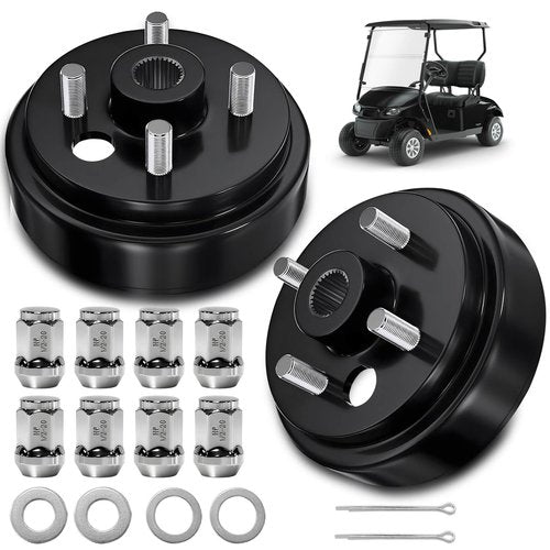 MOSNAI 1 Inch Large Hole 30 Teeth Spline Golf Cart Hub & Brake Drum, Fits EZGO Gas and Electric Golf Carts, Compatible with OEM 21807-G1 41843-94, 2 Pack