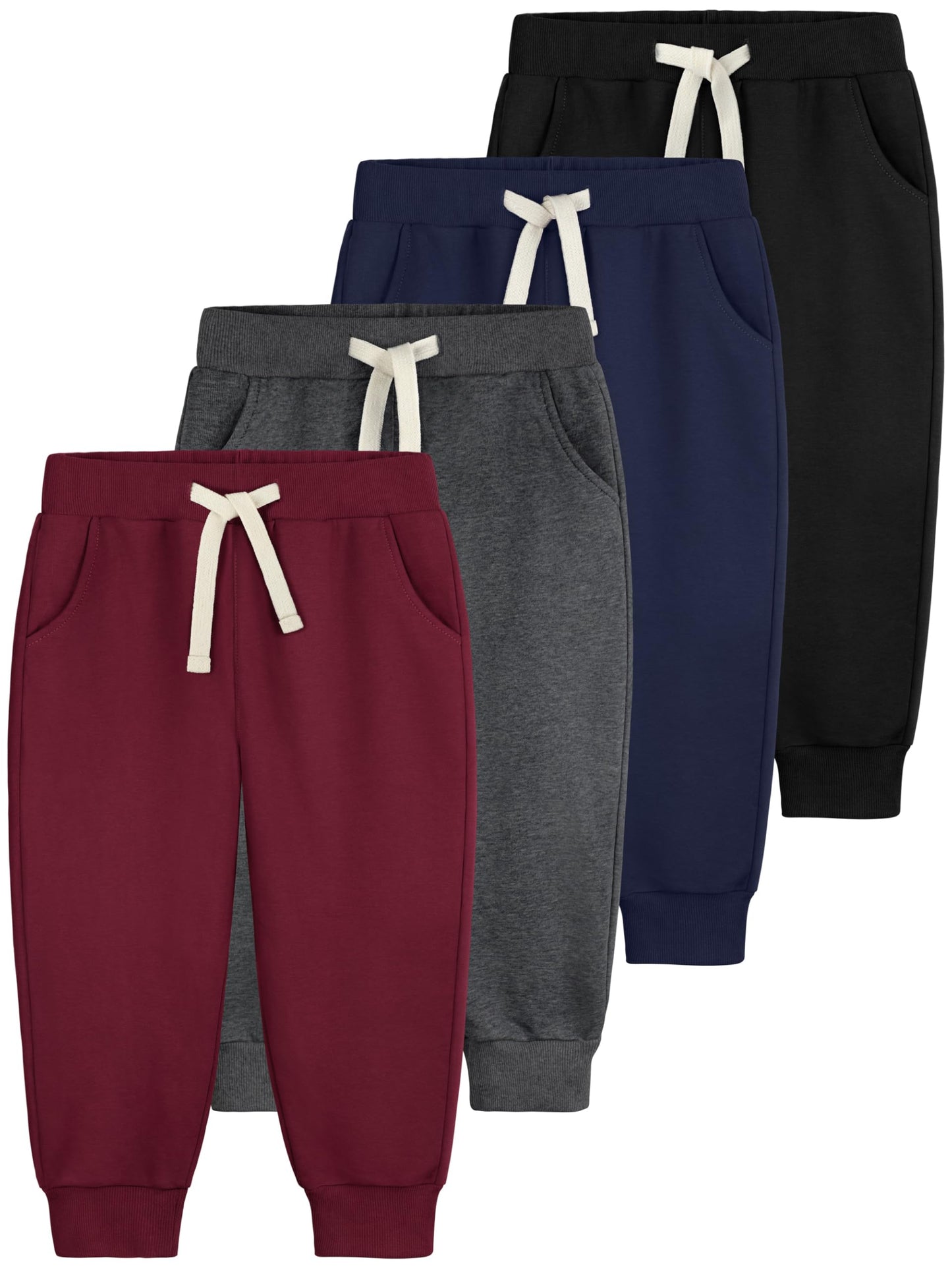 4 Pack Toddler Boys Sweatpants Cotton Toddler Boys Girls Sweatpants Pants with Pocket Drawstring Set A 4T