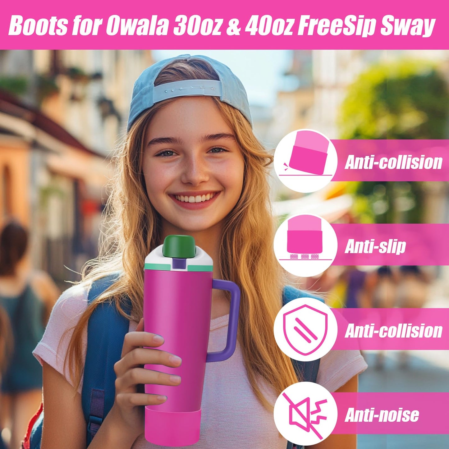 Mity rain 2PCS Protective Silicone Boots for Owala 30oz & 40oz FreeSip Sway