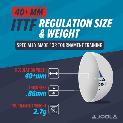 JOOLA 3 Star Table Tennis Balls - 40+mm Regulation Ping Pong Balls for Competition & Recreation | 12, 60, or 120 Pack