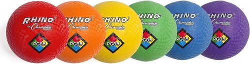 Champion Sports Rhino Playground Ball Set - Durable Two-Ply, Nylon Wound | 8.5" - Set of 6 Vibrant Colors