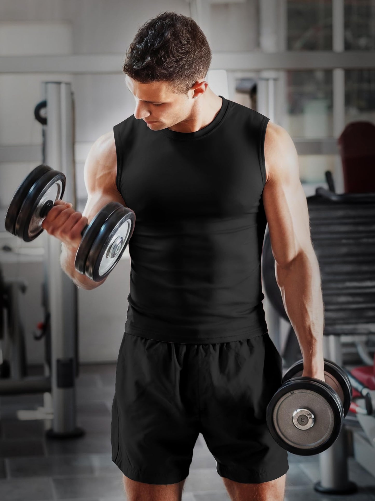 ZITY Men's Sleeveless Shirts Quick Dry Tank Tops UPF 50+ Workout Gym Muscle Shirts for Running Bodybuilding Summer Beach Black