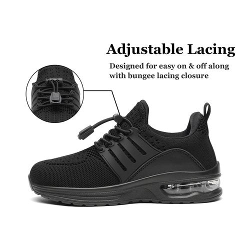 IGBAY Kids Running Shoes for Boys Sneakers Girls Tennis Athletic Shoes Comfortable Sport Breathable Black Size 3.5 Big Kid