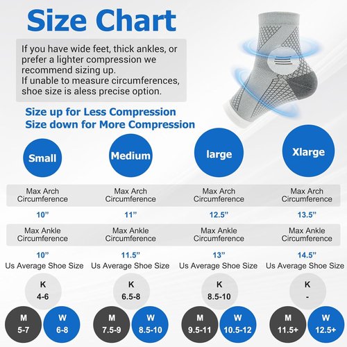 6Pairs Neuropathy Socks - Toeless Compression Socks for Women & Men, Plantar Fasciitis & Achilles Tendonitis Relief, Arch Support (Large)
