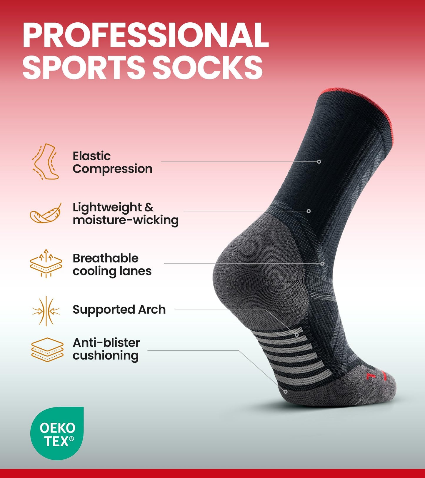 RUIXUE COOLMAX Performance Running Socks Men Women, Cushioned Crew Athletic Socks for Men Moisture Wicking 3 Pack