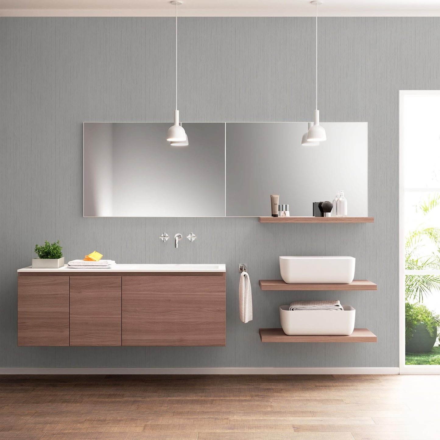 Qianglive Grey Grasscloth Wallpaper Peel and Stick Wallpaper Texture Contact Paper 15.7"x120" Vintage Wallpaper Removable Waterproof Wall Paper for Room Walls Cabinets Furniture Drawers Desk