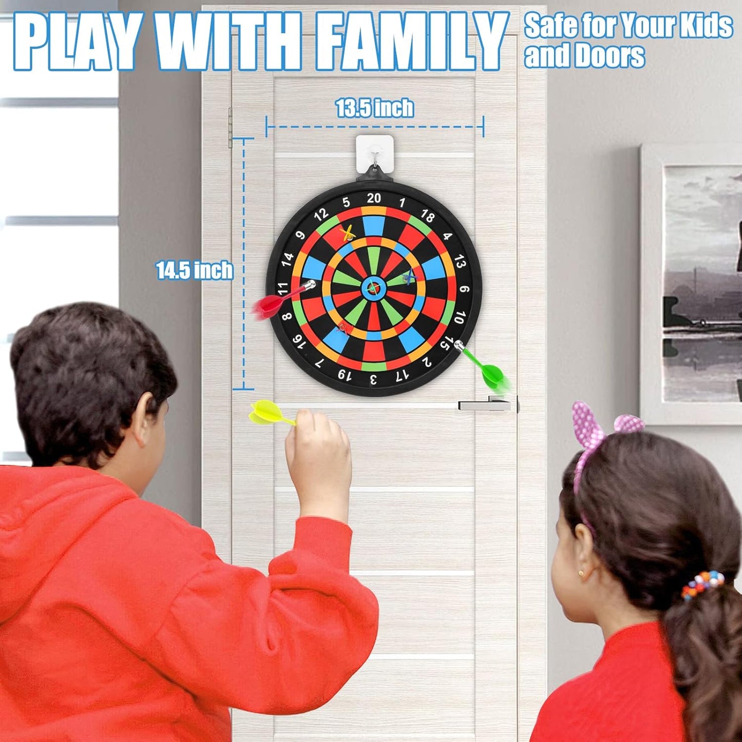 Skiennix Magnetic Dart Board - Safe Indoor & Outdoor Game for Kids | 12 Darts Included, Perfect Gift for Ages 8-14