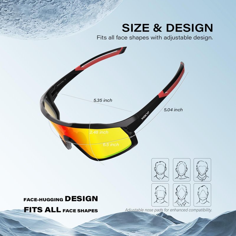 WGKVP Polarized Sports Sunglasses for Men and Women, UV403 Protection, Running and Cycling glasses (Black Red)