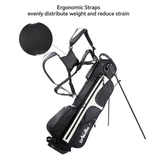 LONGCHAO Golf Bag, 4 Way Golf Bag Stand with Backpack Shoulder,6 Pockets Ping Golf Club Bag, 2 Bags in 1 for Women (4 Way-Black)