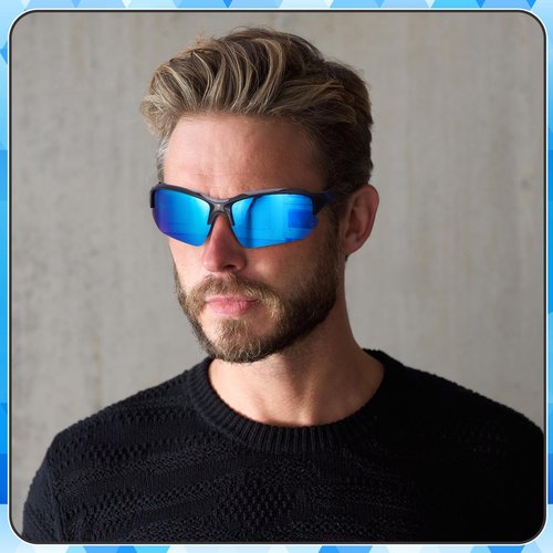 GGSTDDUP 4 Pack Polarized Sports Sunglasses for Men & Women | UV Protection Lightweight Wraparound Sunglasses for Cycling, Driving, Fishing, Running, green+orange+navy+black