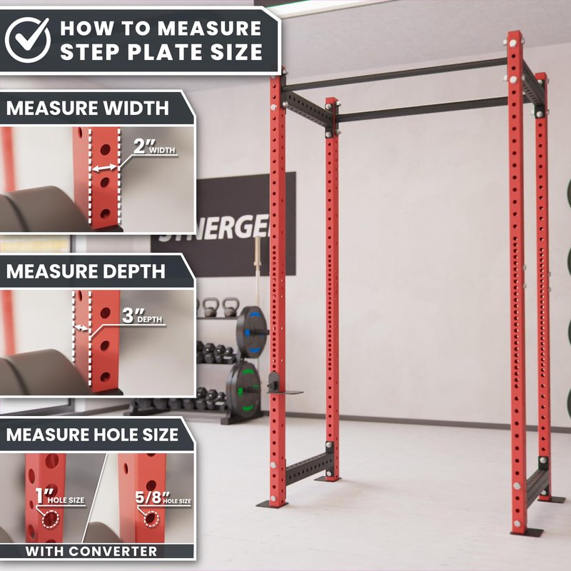 Synergee Step Plate for 2x3 Power and Squat Racks, Fits Racks with 1" and 5/8" Holes. Step-Up Plate for Reaching Pull-Up Bars, Chin-Ups, and Muscle-Ups.